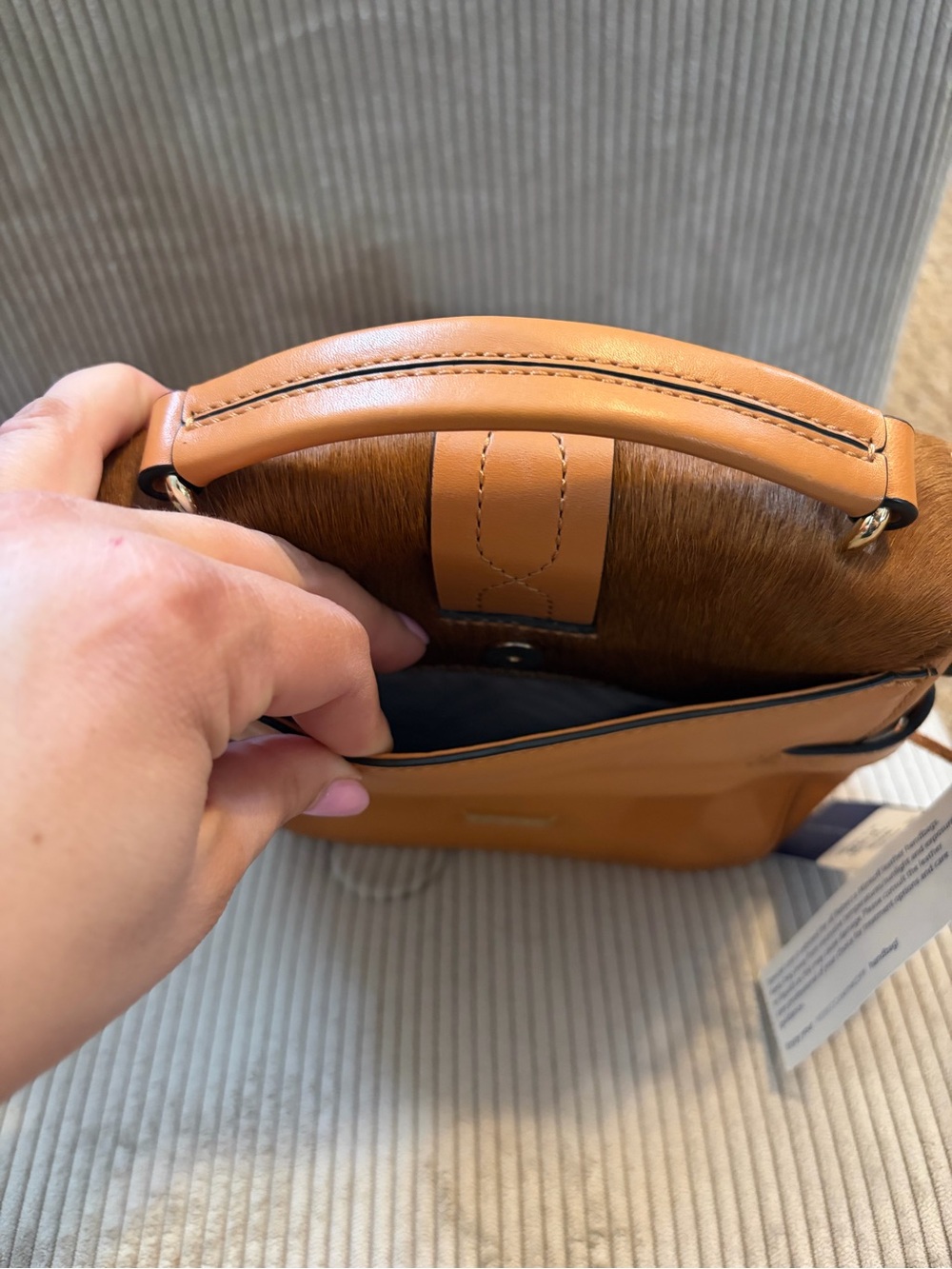 Rebecca Minkoff Tan & White Haircalf Ring-Front Satchel - Picture 3 of 5